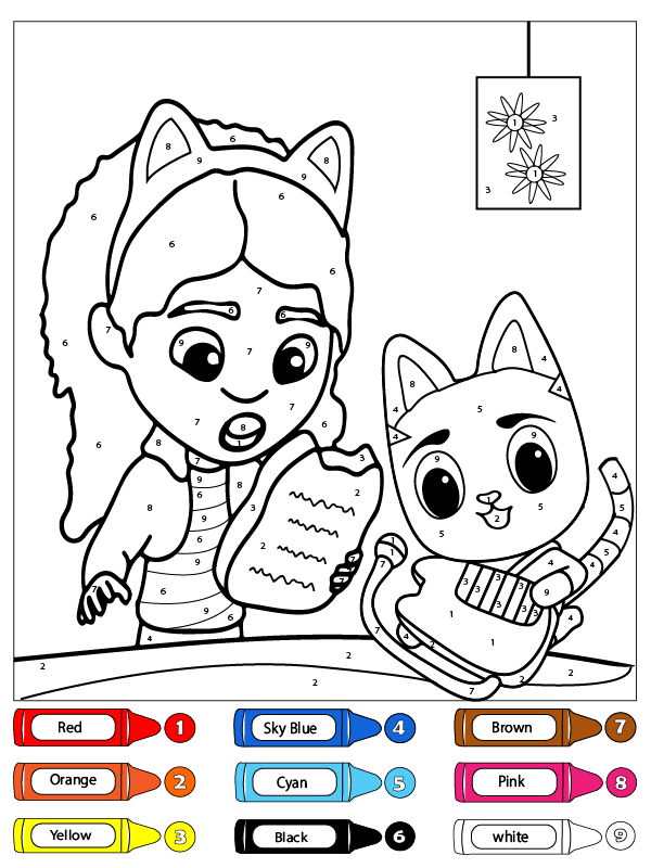 Mercat Swimming Color By Number Coloring Pages