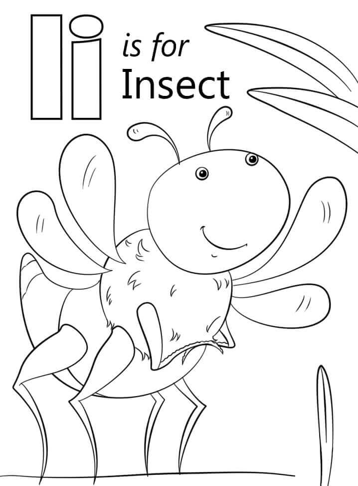 Letra De Insecto I Para Colorear Imprimir E Dibujar ColoringOnly