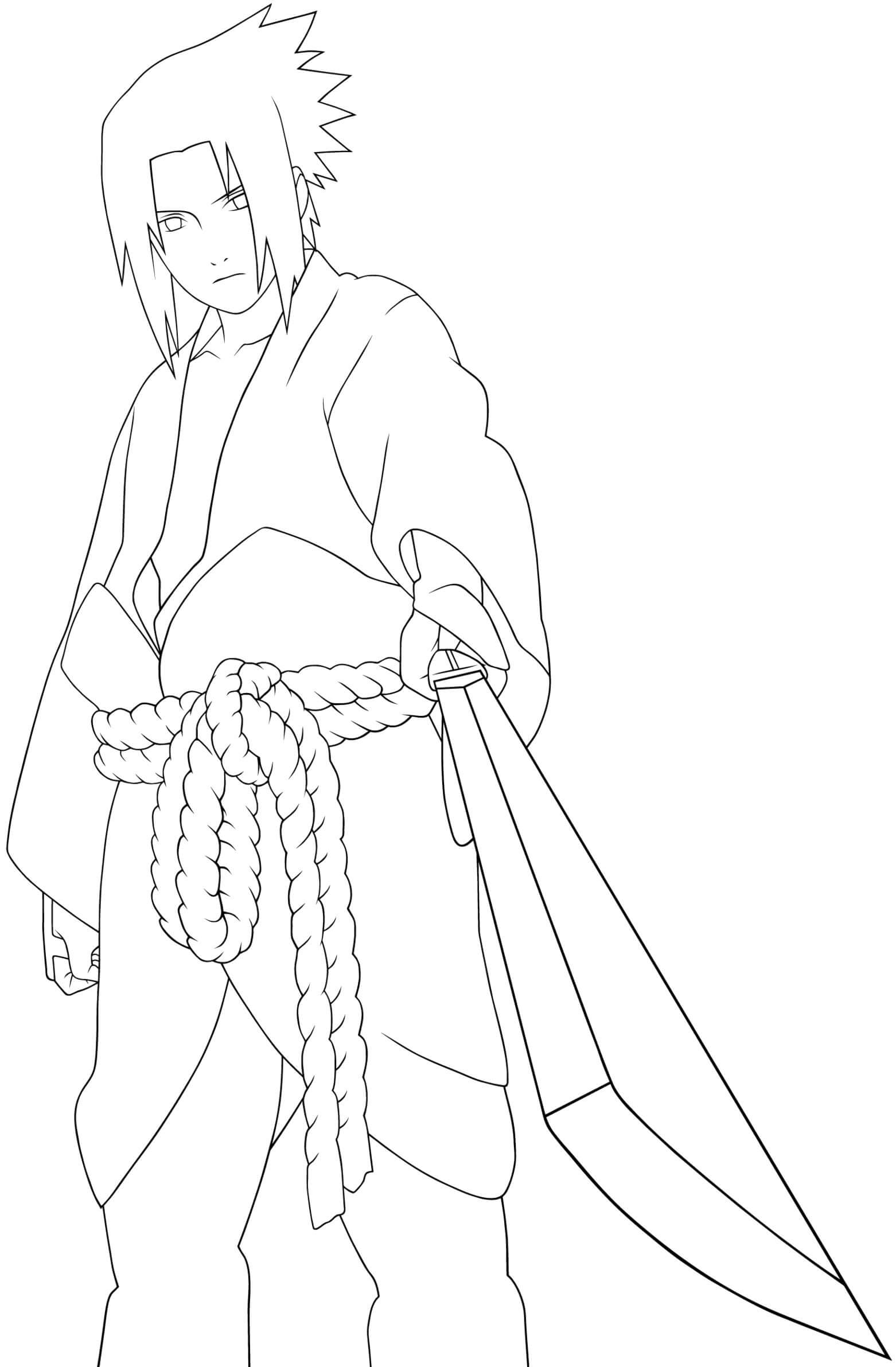 Sasuke Con Espada Para Colorear Imprimir E Dibujar Coloringonly