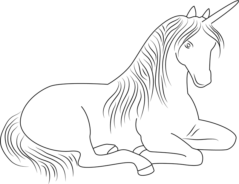 Unicornio Sentado Para Colorear Imprimir E Dibujar ColoringOnly