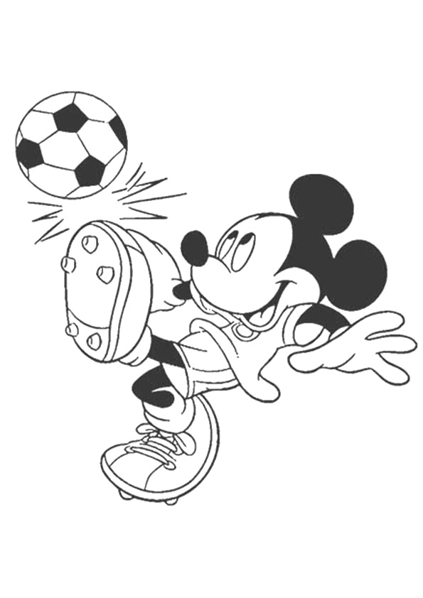 Mickey Mouse Playing Soccer Coloring Page - Free Printable Coloring