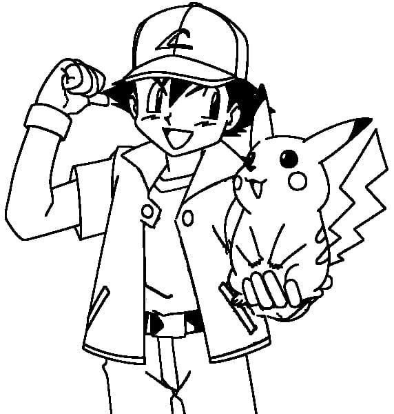 Pokemon Ash And Pikachu Coloring Page Free Printable Coloring Pages
