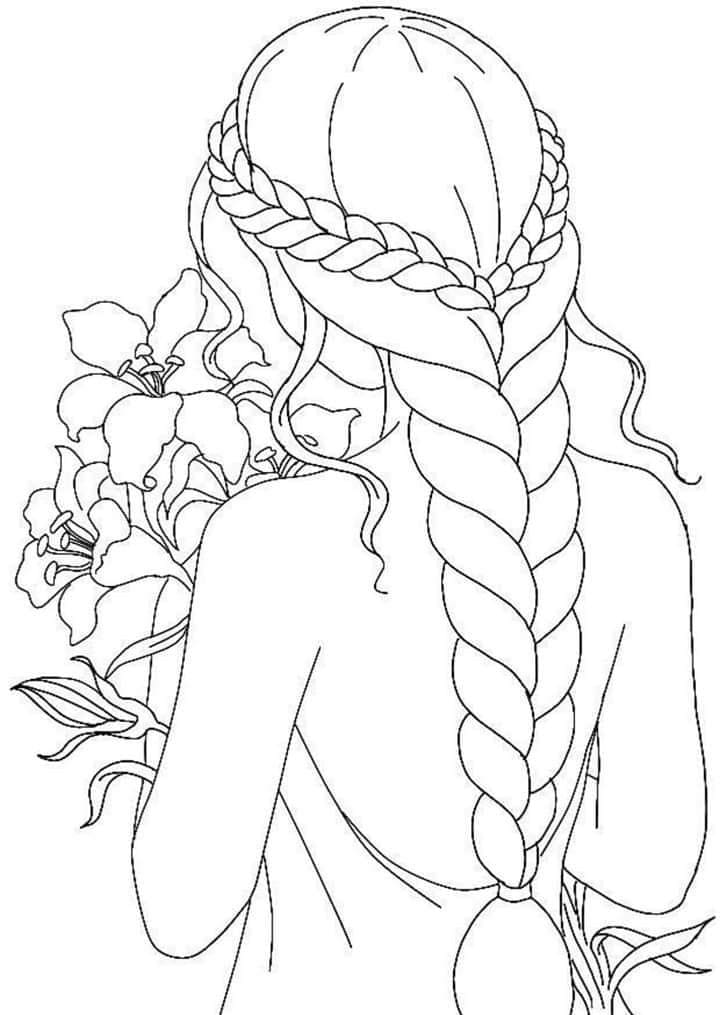 Long Hair Anime Girl Coloring Pages