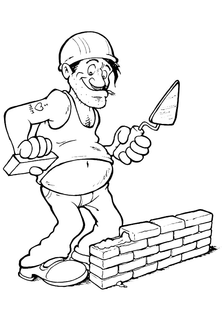 Coloring Book Construction Worker Colouring Pages Laborer Png The