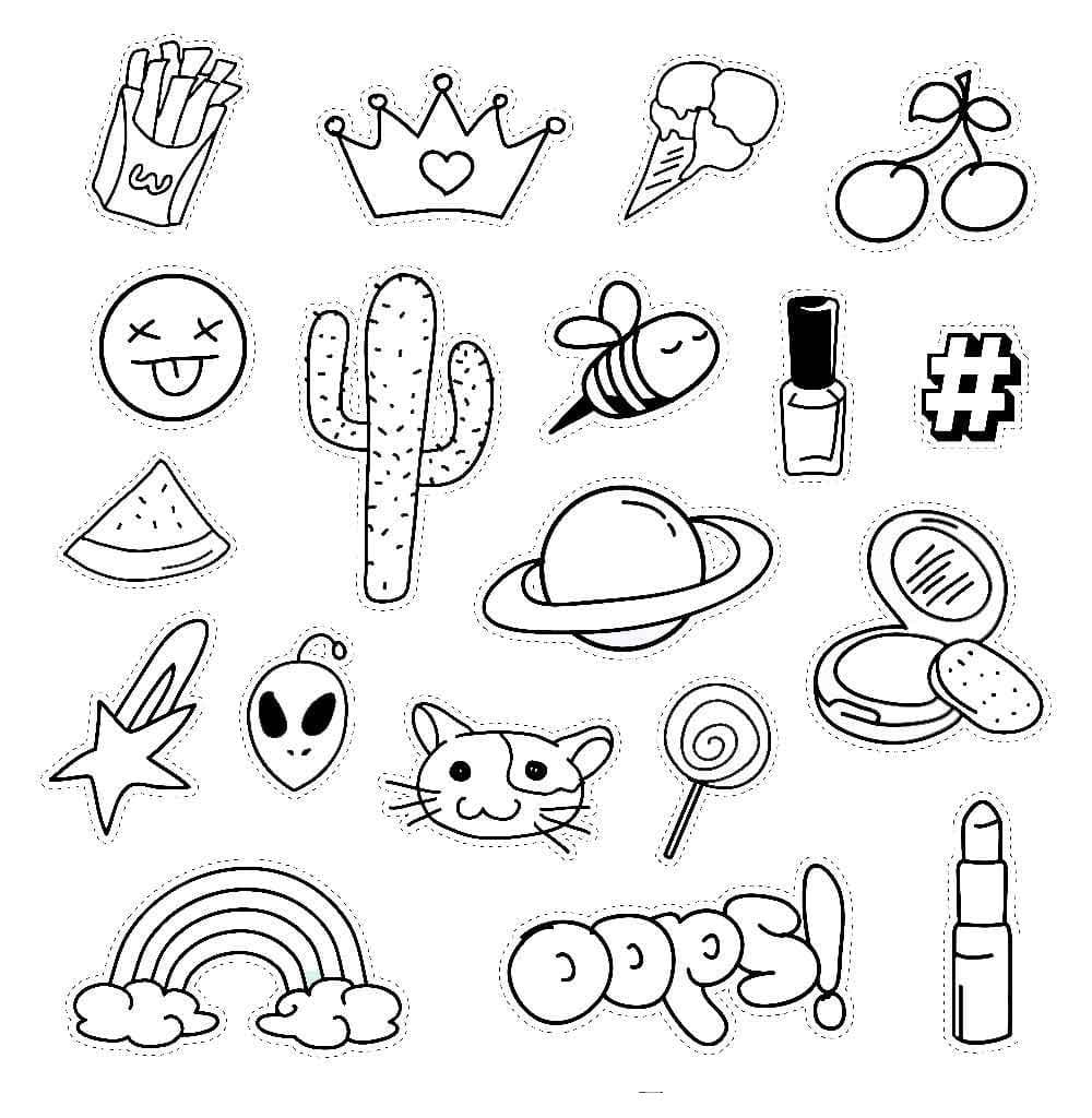 Cool Stickers Aesthetics Coloring Page Free Printable Coloring Pages