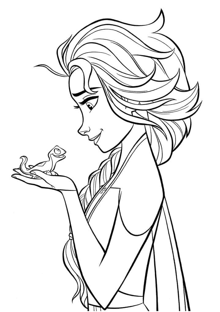 Elsa And Bruni Frozen 2 Coloring Page Free Printable Coloring Pages