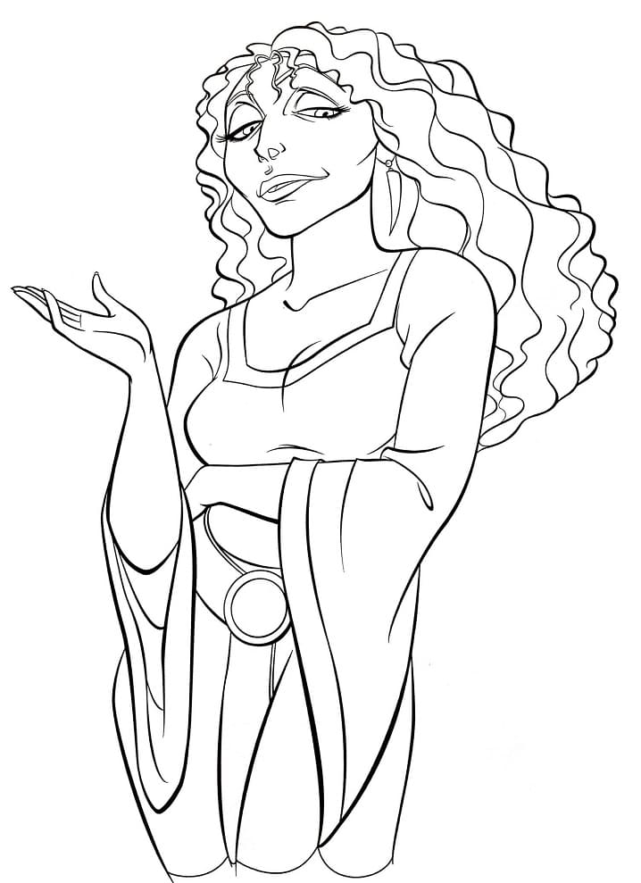 Mother Gothel With Rapunzel Coloring Page Free Printable Coloring