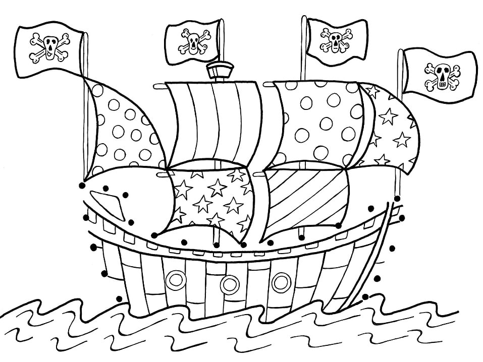 Pirate Ship With Big Cannon Coloring Page Free Printable Coloring
