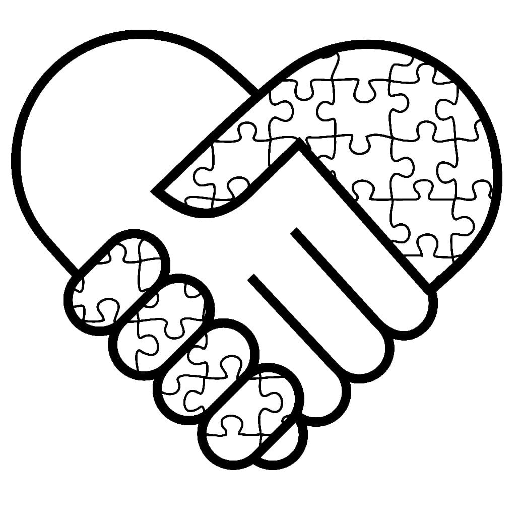 Autism Awareness Heart Puzzle Coloring Page Free Printable Coloring