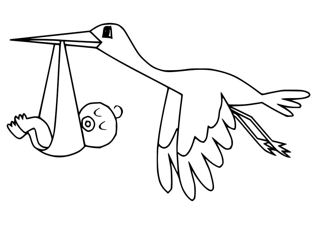 Vector Of A Cartoon Delivery Stork Coloring Page Outline By Toonaday