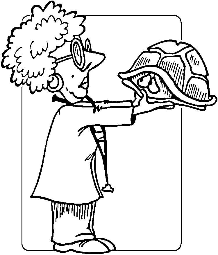 Veterinarian And A Turtle Coloring Page Free Printable Coloring Pages