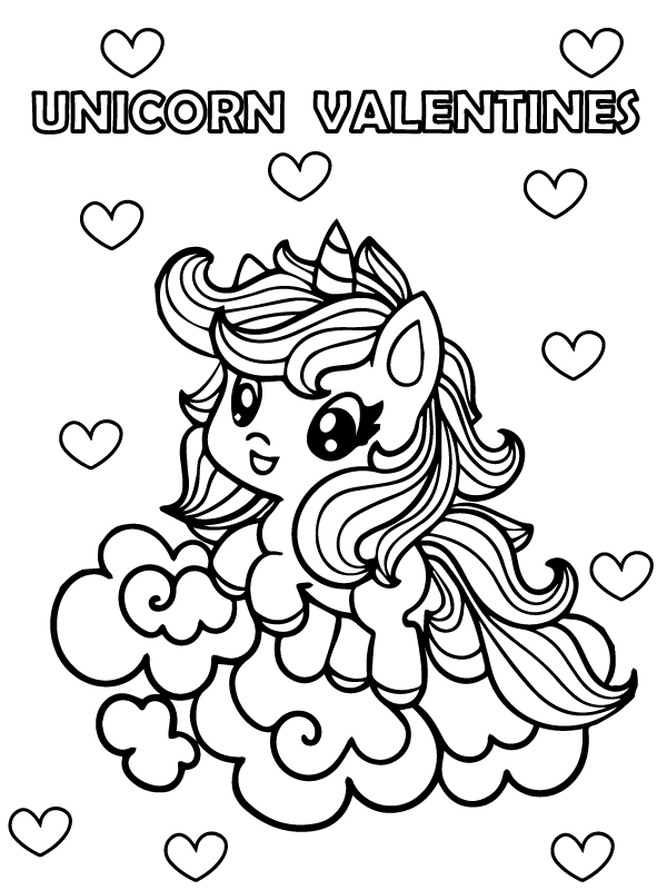 Cute Unicorn With Love Heart Valentines F Rbung Seite Kostenlose