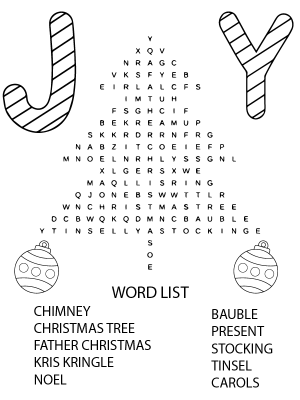 Simple Christmas Word Search Coloring Page Free Printable Coloring