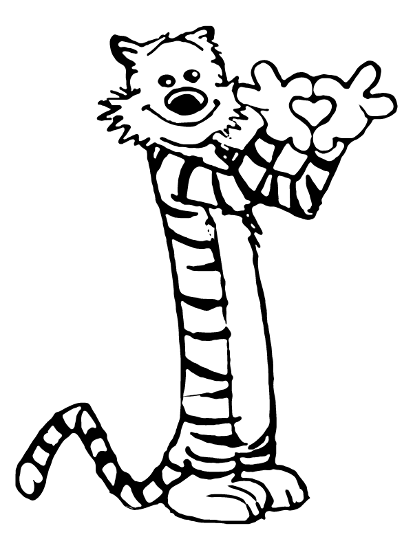 Hobbes Heart Sign Hands Coloring Page Free Printable Coloring Pages