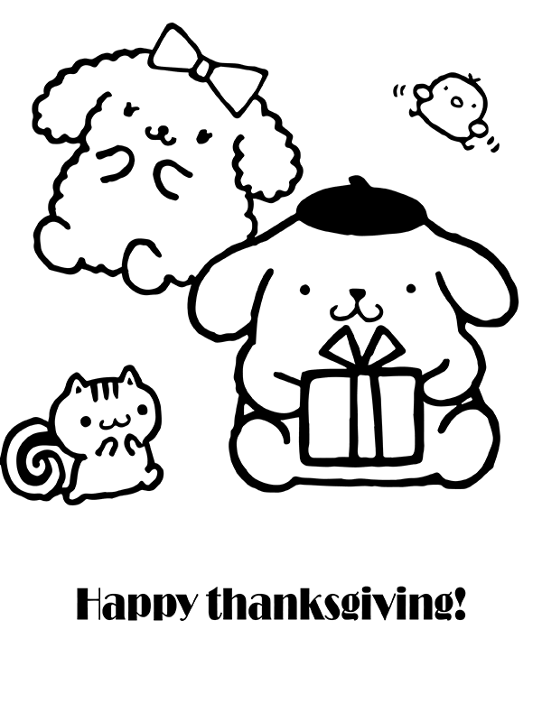 Pompompurin With Scone Thanksgiving Coloring Page Free Printable