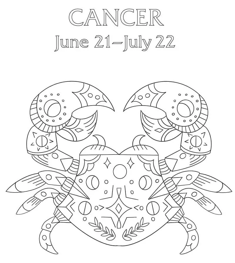 Cancer Zodiac Coloring Page