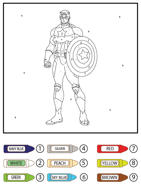 Captain America Color by Number