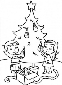 Children Decorating Coloring Page