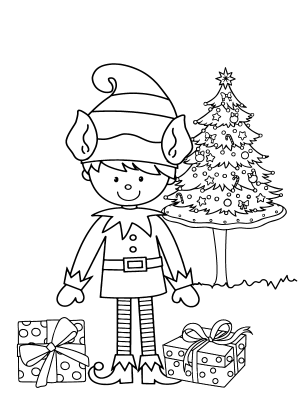 Christmas cute elf and gift box