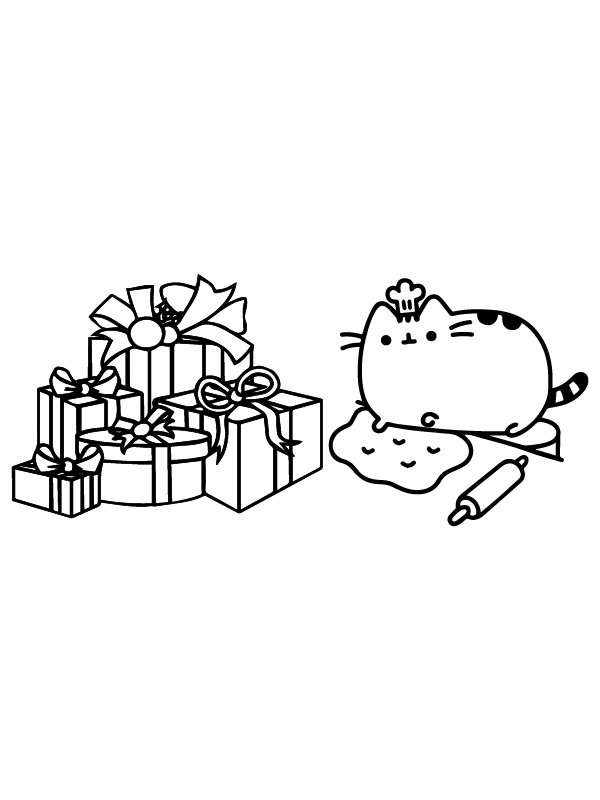 Christmas Pusheen and Gift Free Printable