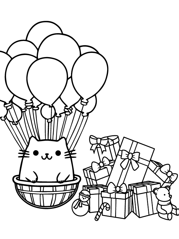 Christmas Pusheen with Balloon