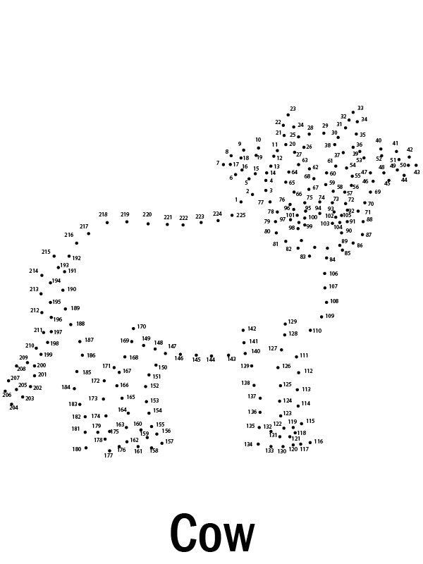 Cow Animal Dot to Dot Coloring Page