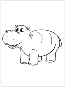 Cute Hippo Coloring Page