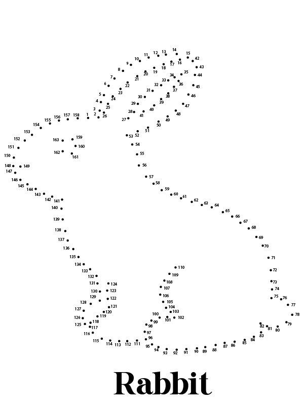 Cute Rabbit Dot to Dot Coloring Page