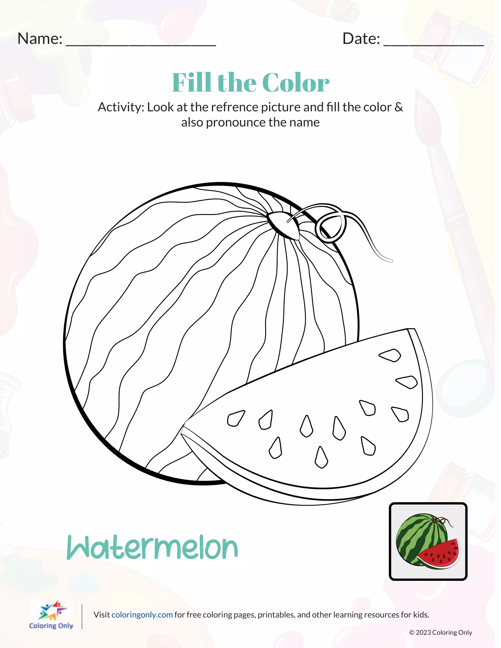 Fill the Color Free Printable Worksheet