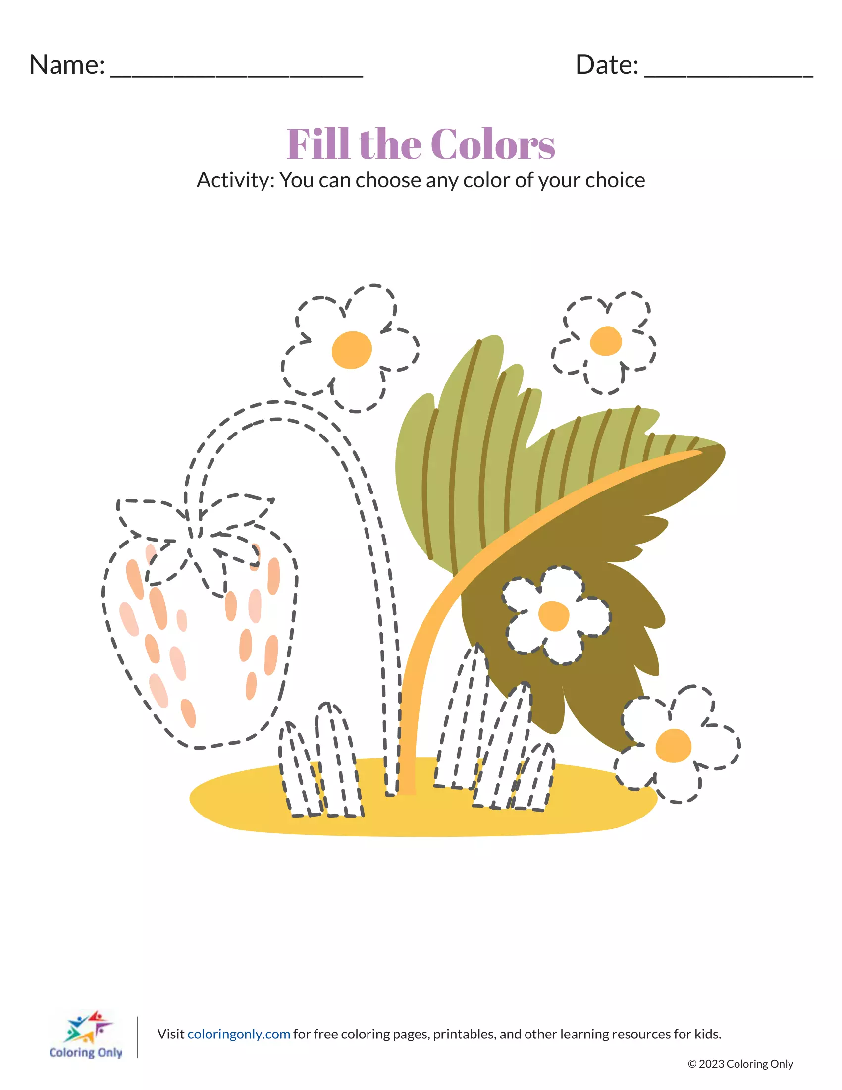 Fill the Colors Free Printable Worksheet