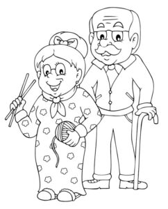 Grandma and Grandpa Coloring Page