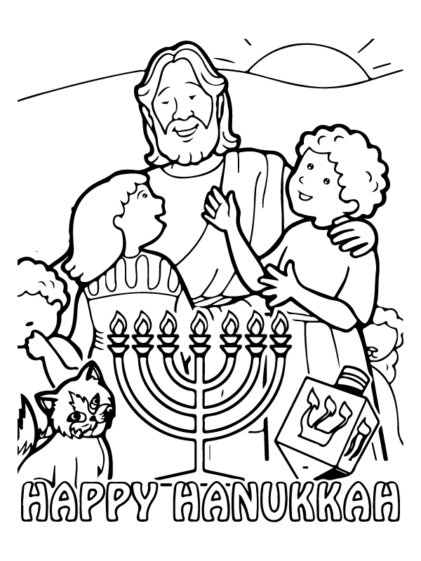 Happy Hanukkah Celebration Coloring Page