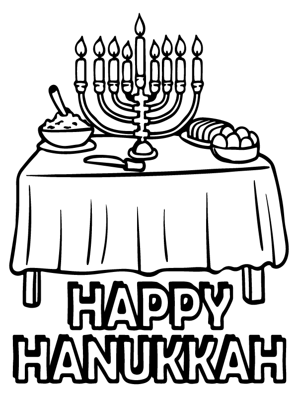 Happy Hanukkah with the Menorah Coloring Page