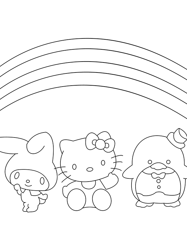 Hello Kitty and Friends under Rainbow