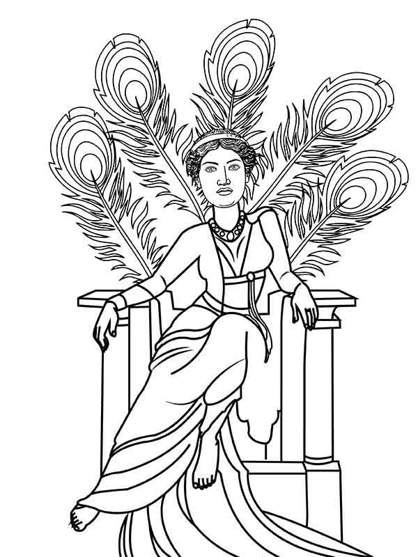 Hera Sitting on Her Throne with Peacock Feather