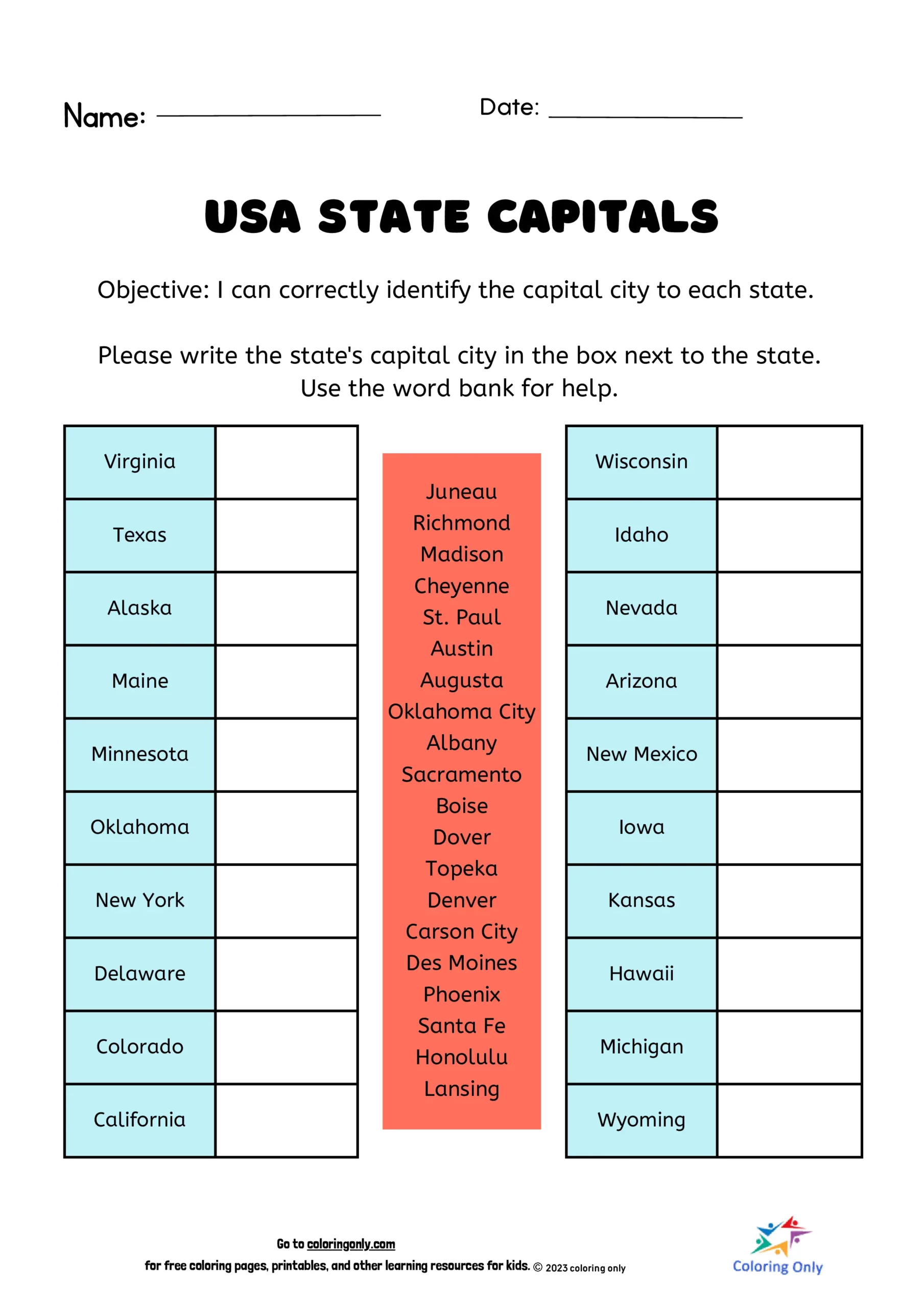 USA State Capitals