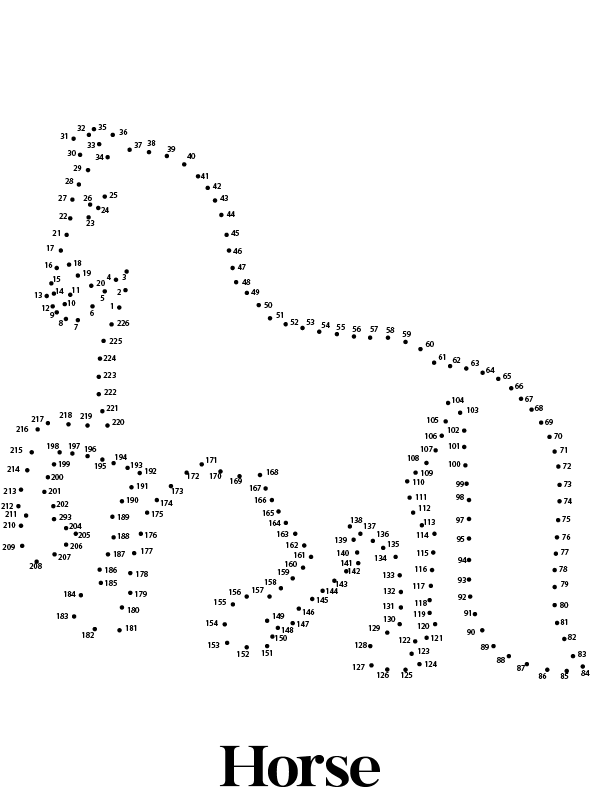 Horse Animal Dot to Dot Coloring Page