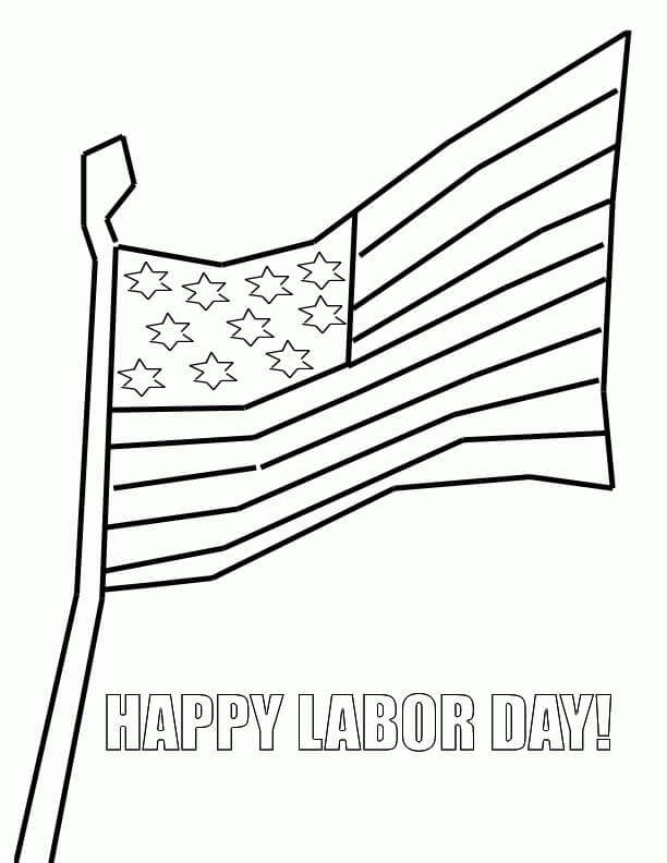 Ausmalbild Labor Day Flagge