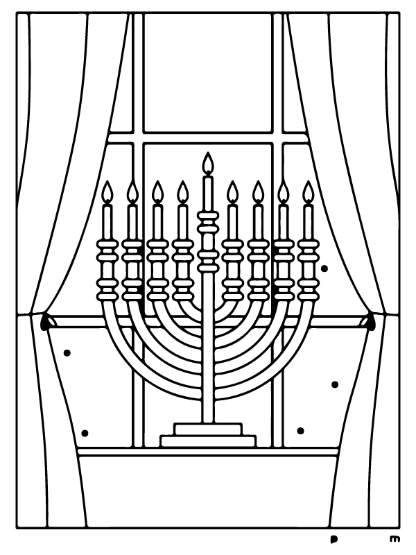 Menorah at the Window Coloring Page
