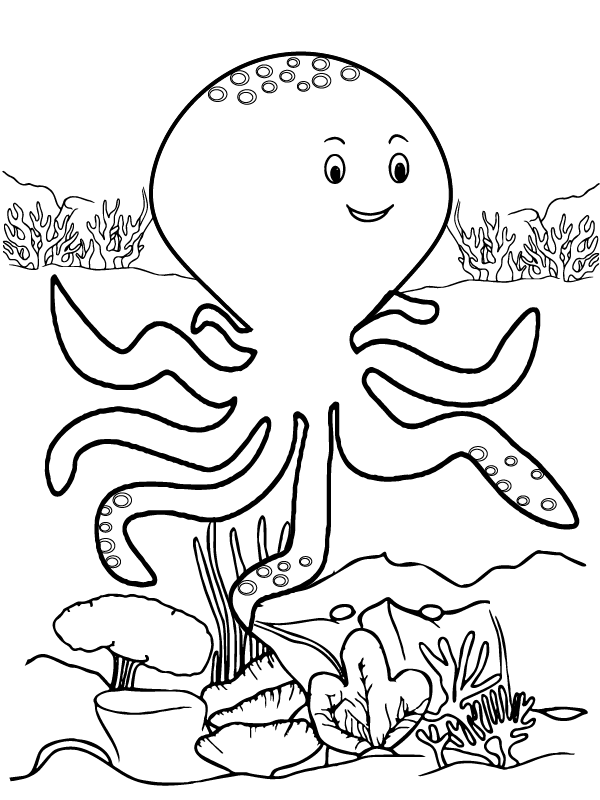 Oktopus Bild Färbung Seite