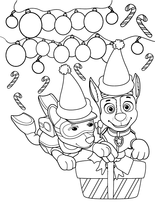 Fabulous Paw Patrol Christmas coloring page