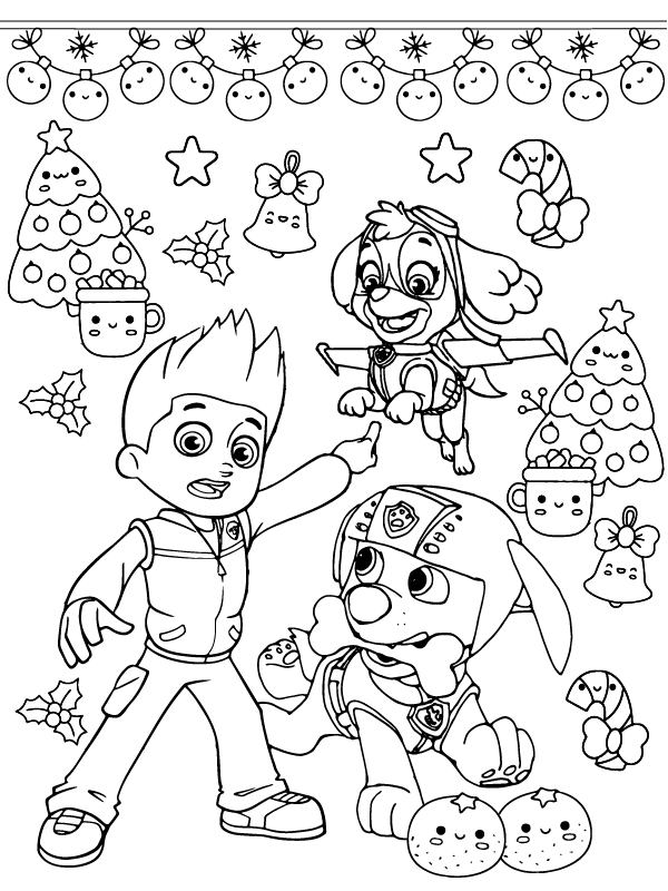 Optimal Paw Patrol Christmas coloring page