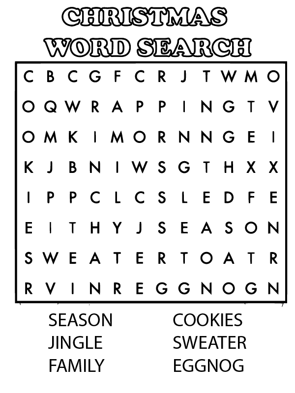 Print and Play Christmas Word Search