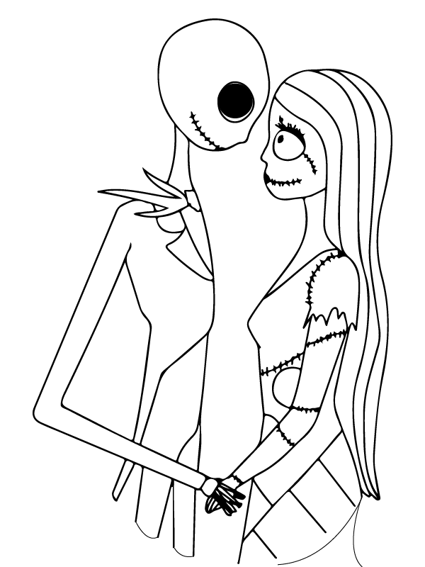 Sally and Jack Skellington Facing