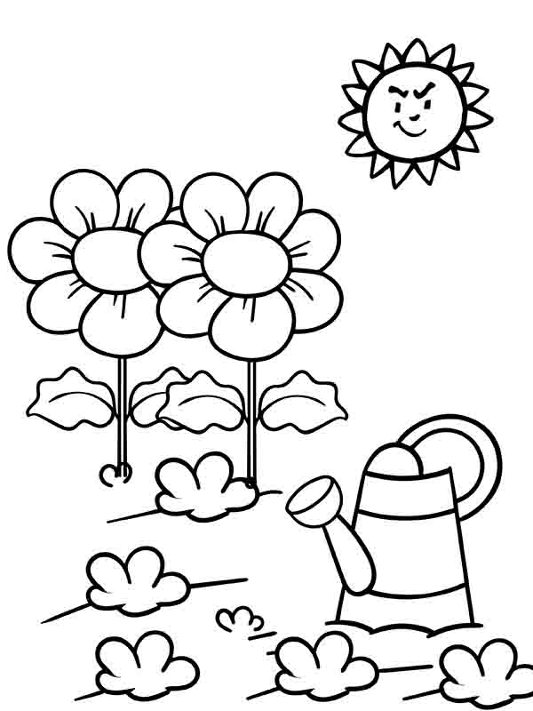 Simple Flower Garden and Sun