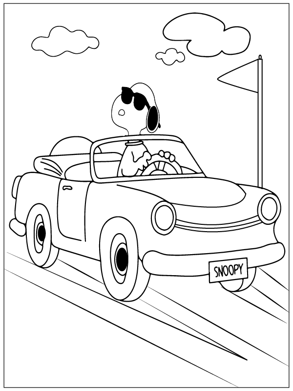 Snoopy Driving a Car