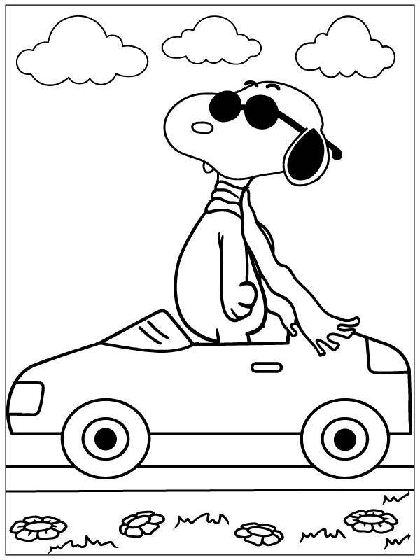 Snoopy Riding A Car