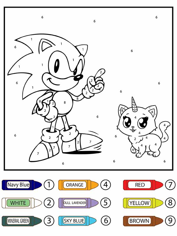 Sonic and Cat with a Horn Color by Number