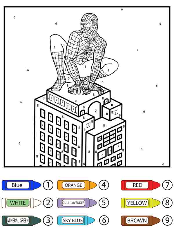 Spider-Man Farbe nach Zahlen