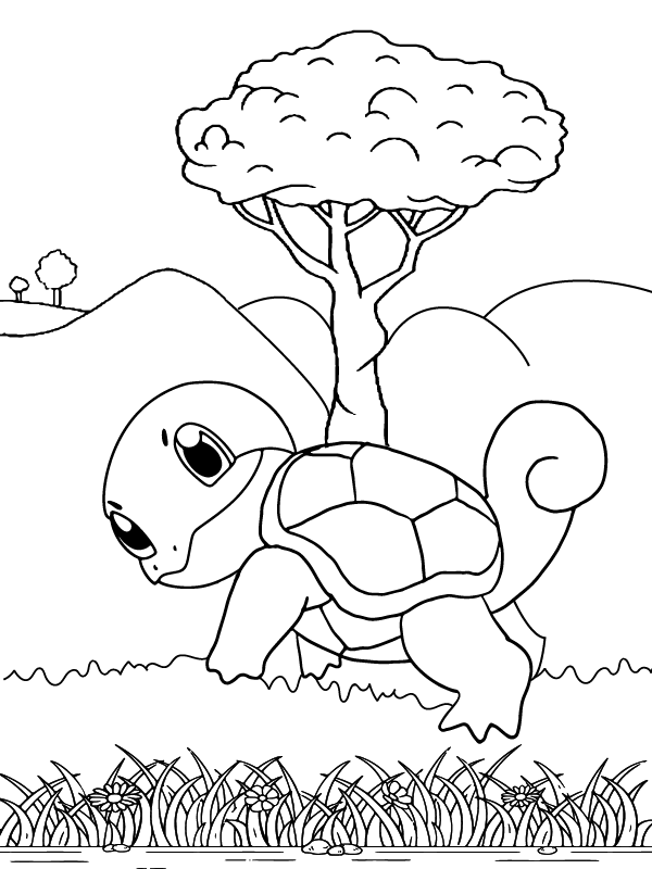 Squirtle's Island Discovery Coloring Page